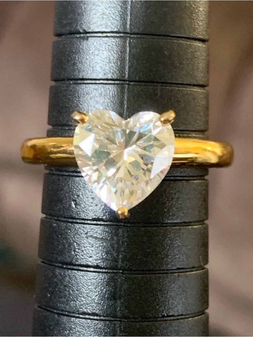 Diamonique Heart Shape 14k Gold Clad CZ Ring Size 9
